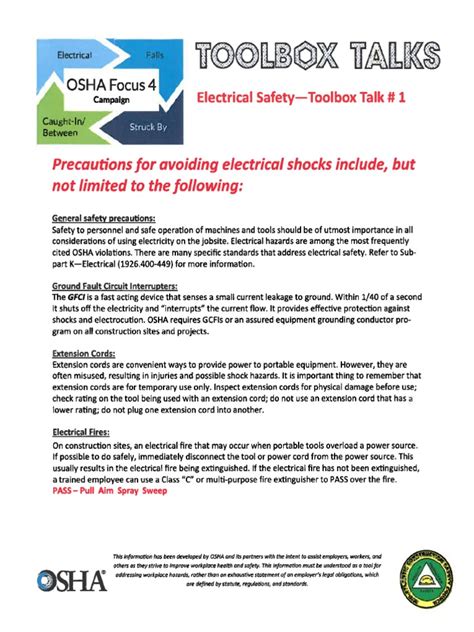 portable electrical equipment toolbox talk